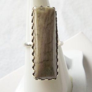 A jasper gemstone ring, size 7.5, promise ring, solitaire, 915 silver.
